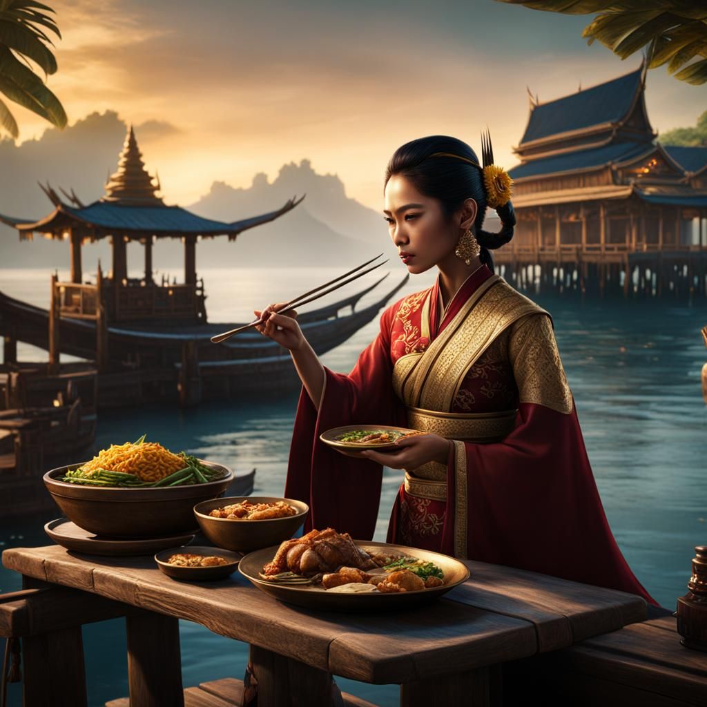 Thai Woman and Wolverine at the Pier