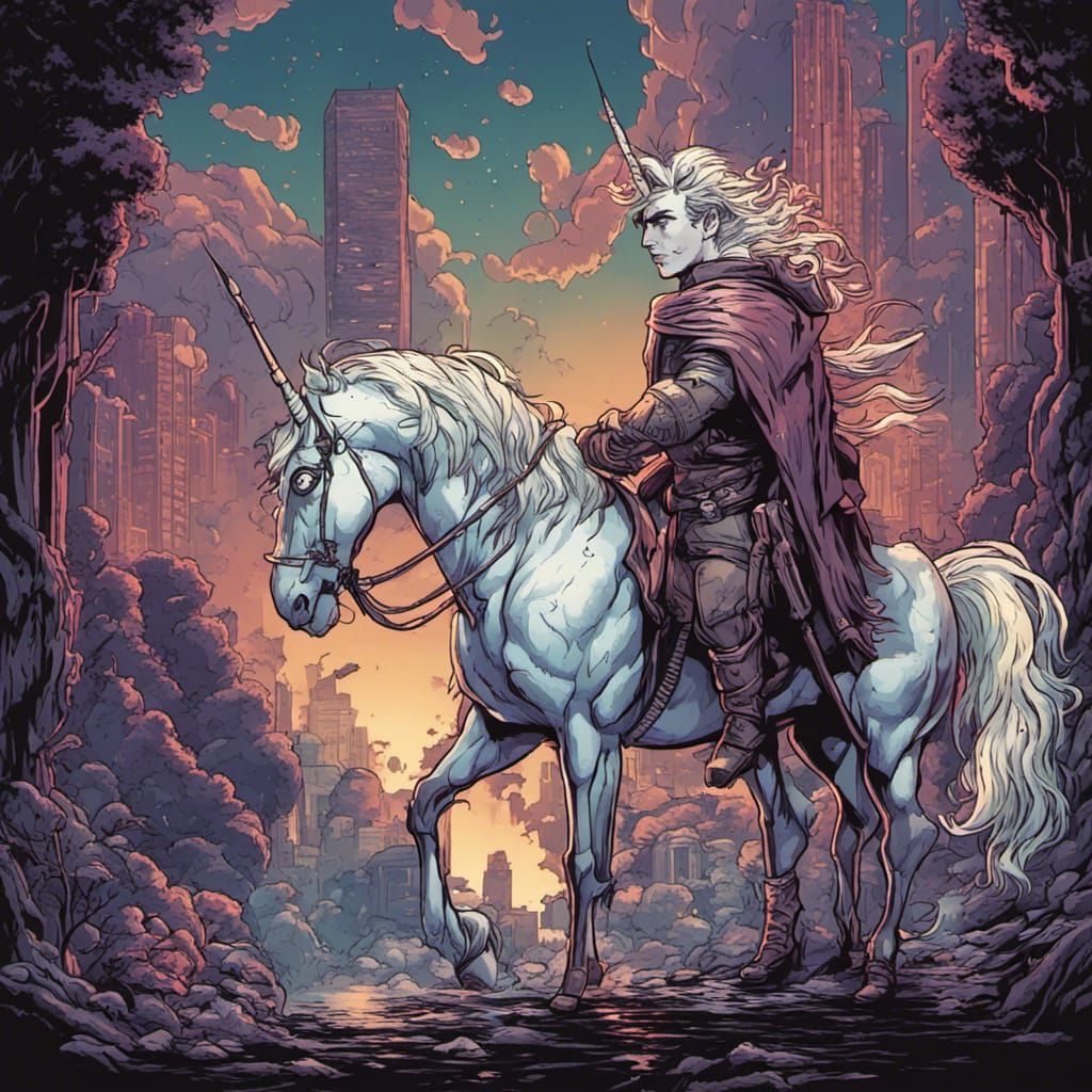 8-Bit Gamer with Unicorn Head Comic Art