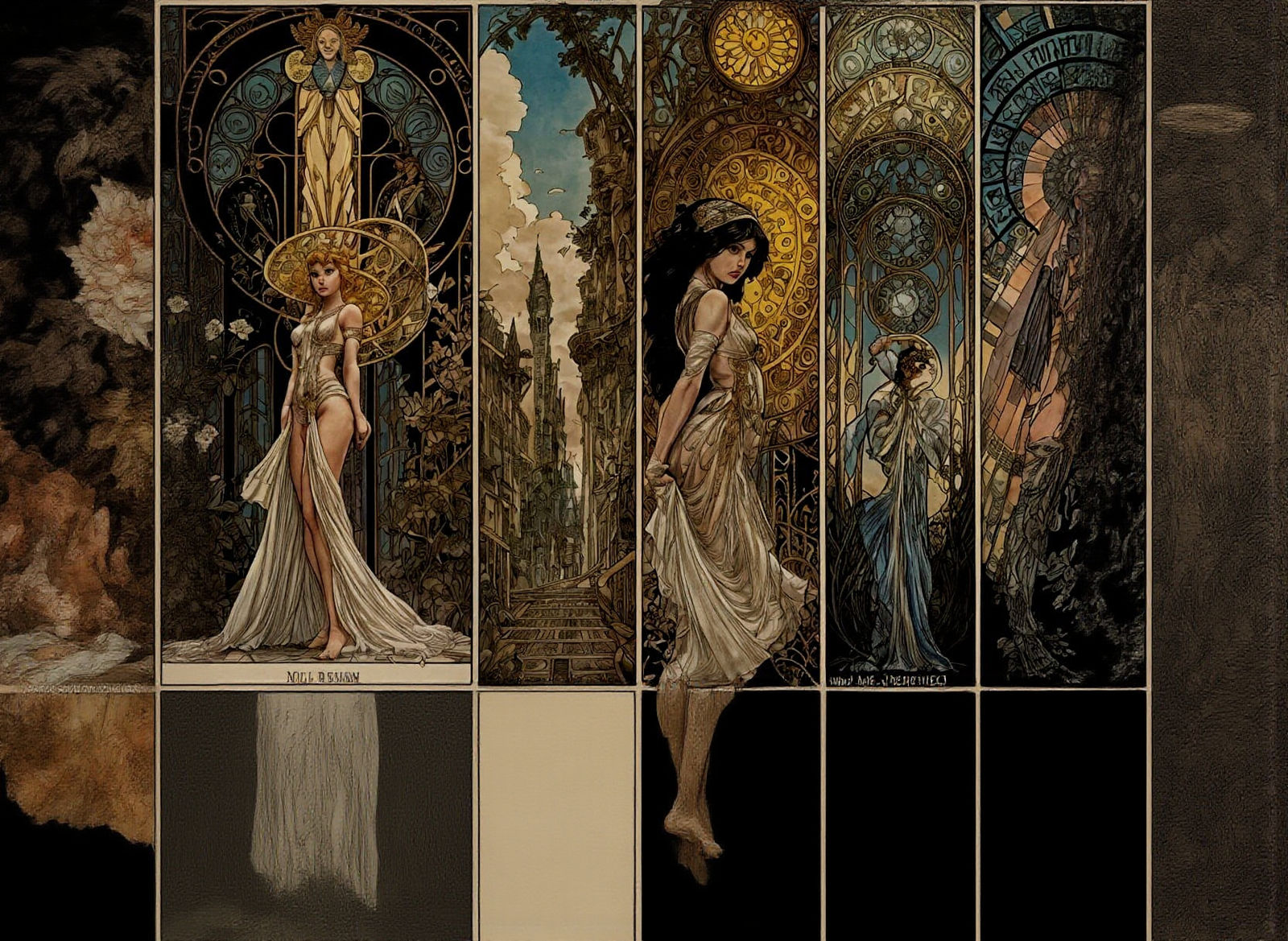 Art Nouveau Comic Book Page from Mnemosygne Terrace