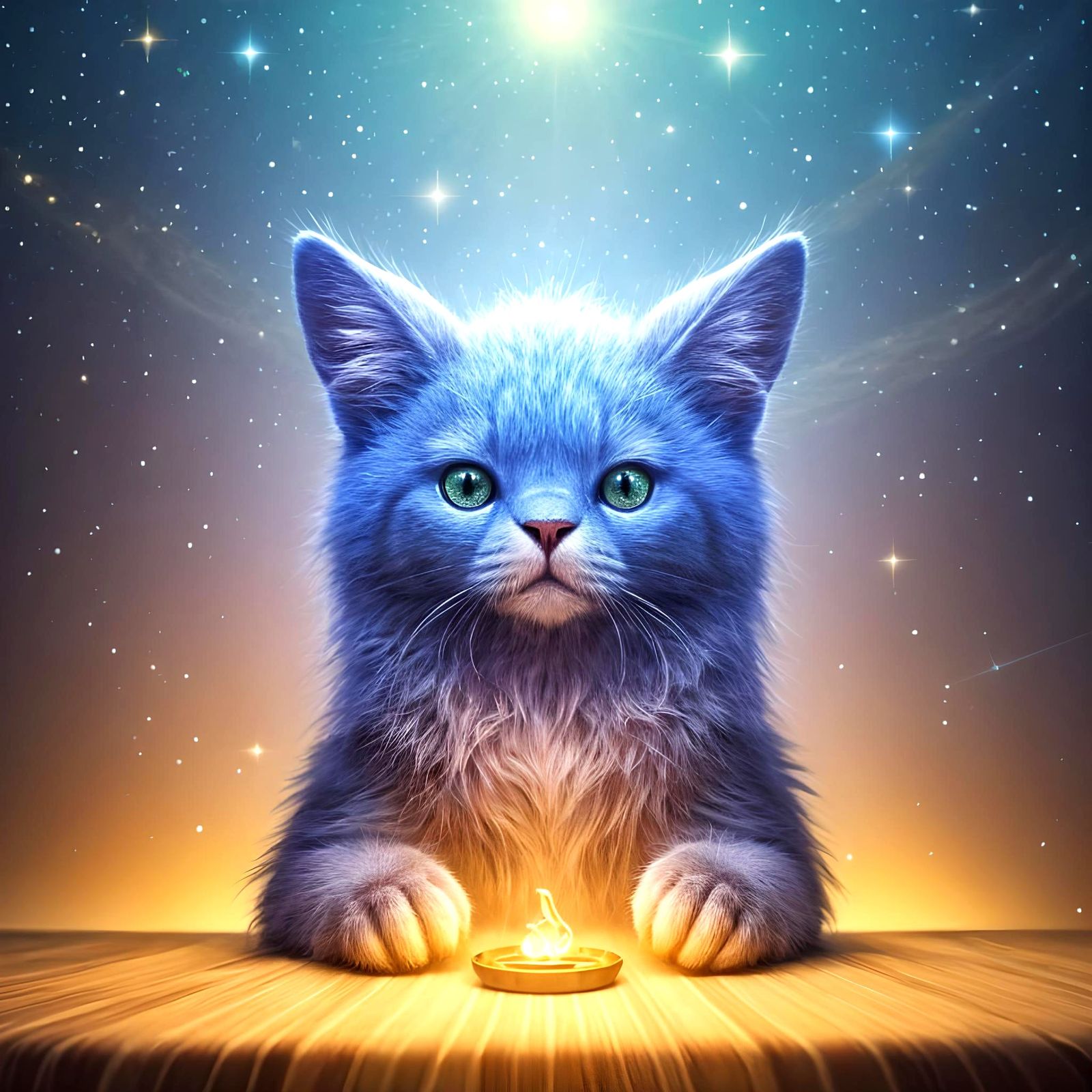 Dreamscape with Glowing Stars and Animals