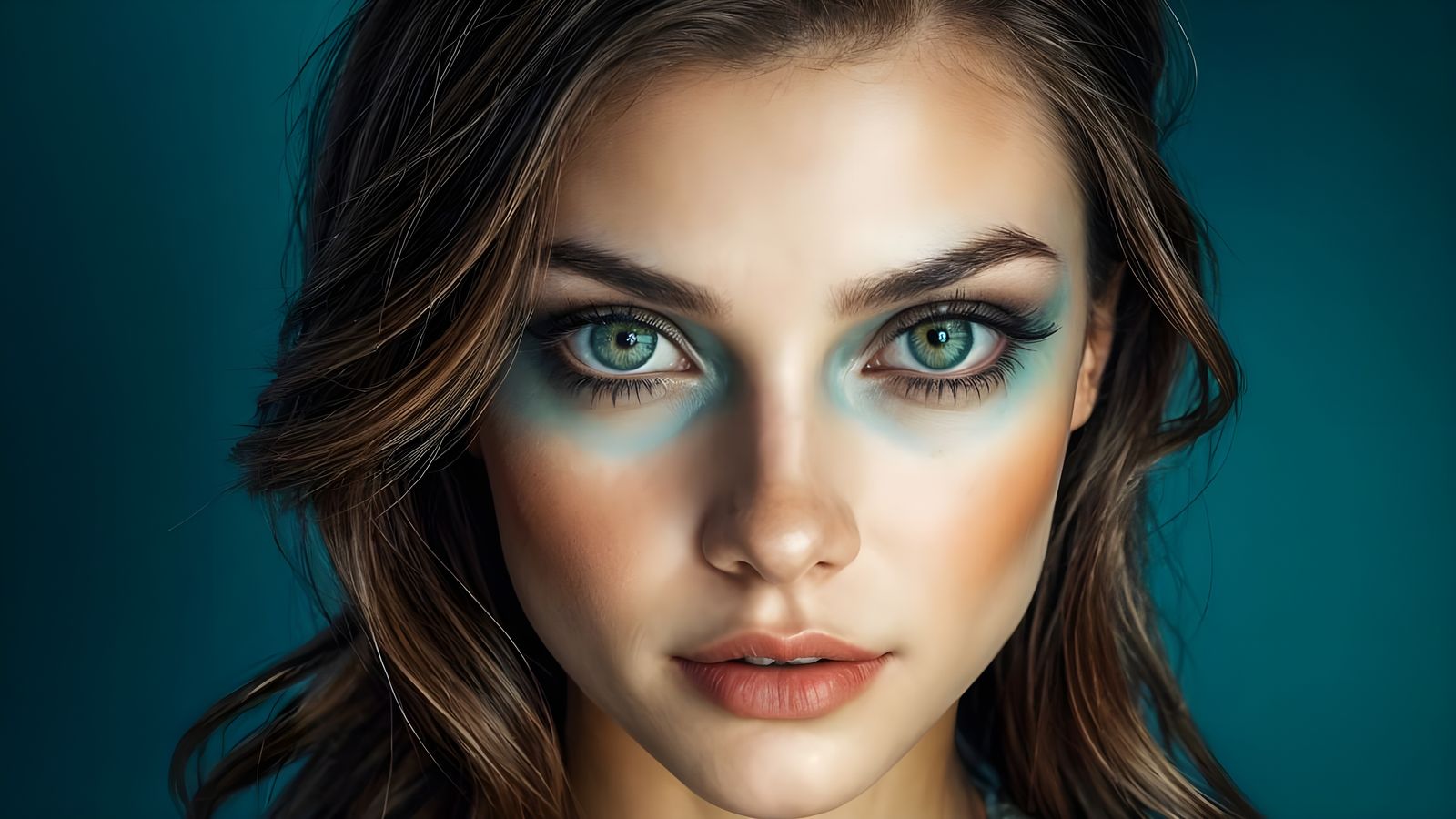 Hyperrealistic Portrait of Woman with Geometric Patterns