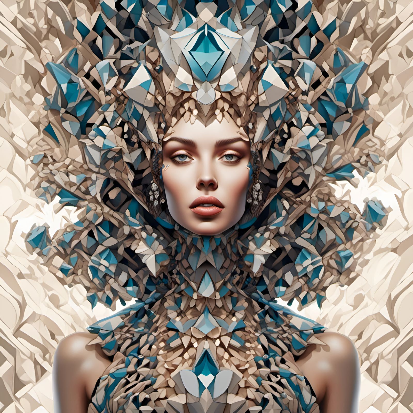 Diamond Trompe L'oeil Illusion of Time with Woman