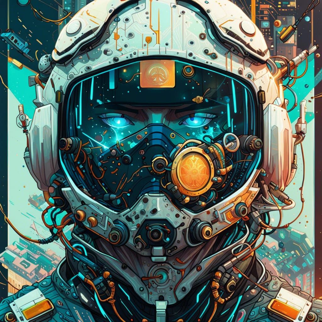Cyberpunk Cyborg Cosmonaut in Hyper-Detailed Artwork