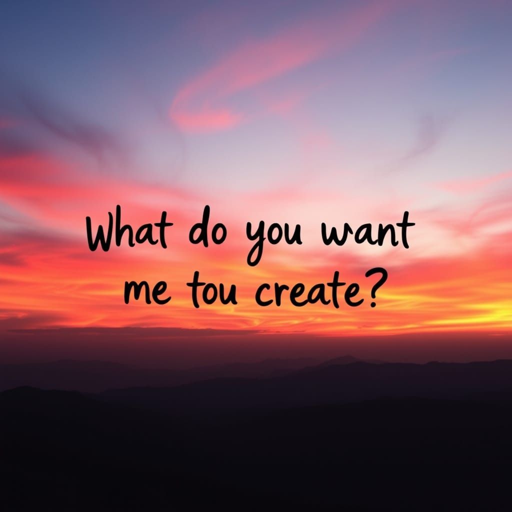 Fiery Sunset with Mysterious Writing