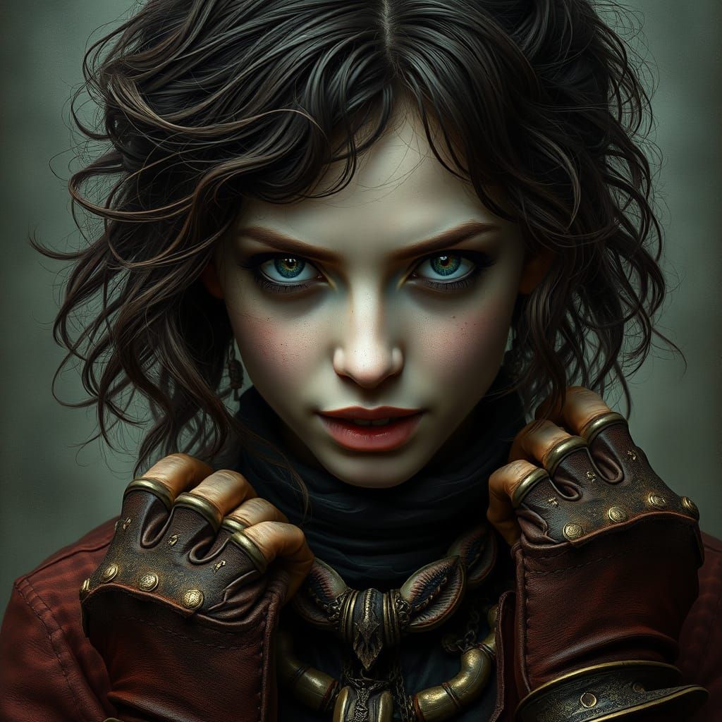 Whimsical Dark Fantasy Portrait of a Mysterious Breton Woman
