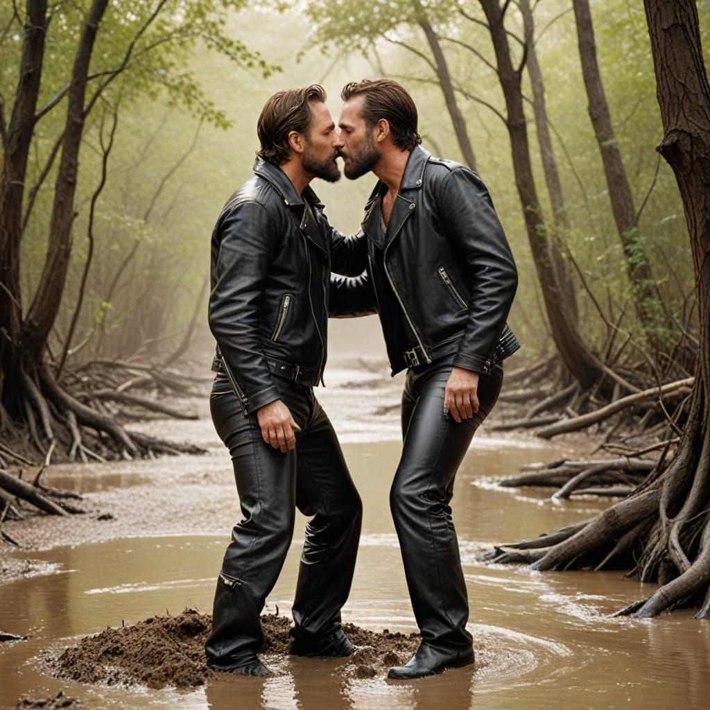 Sensual Leathermen Sinking into Quicksand's Embrace