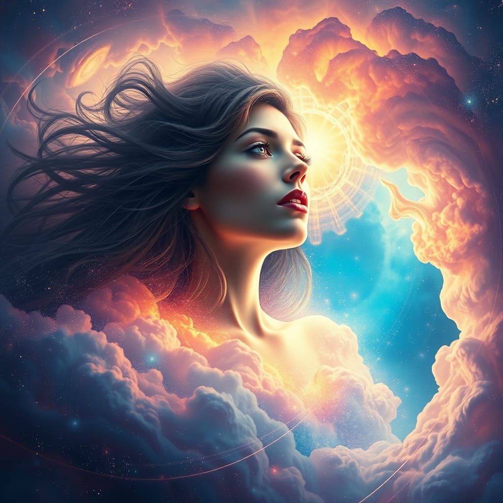 Ethereal Goddess Swathed in Galactic Ouroboros