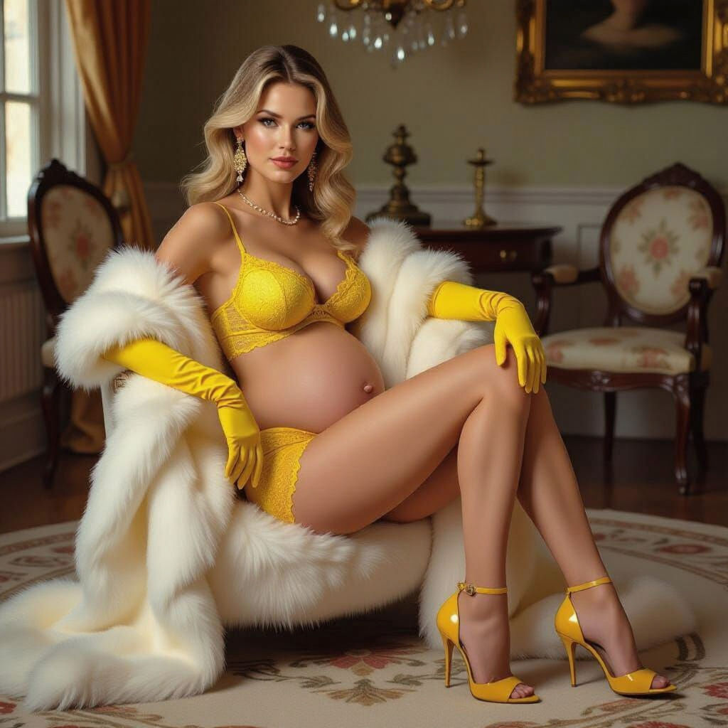 Elegant Pregnant Woman in Realistic Style