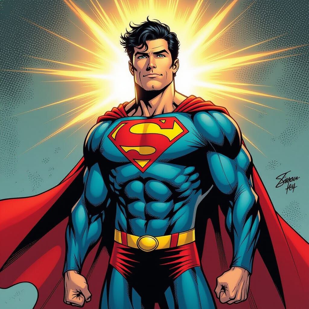 Cucumber as Superman in Comic Book Style