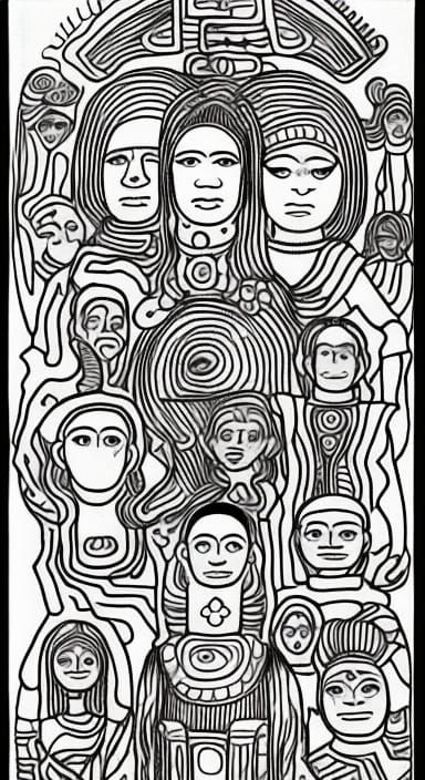 Coloring Page in Renaissance Bauhaus Style