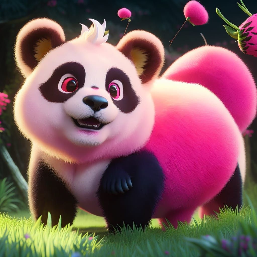 Strawberry Panda: Hyperdetailed Concept Art in 8K