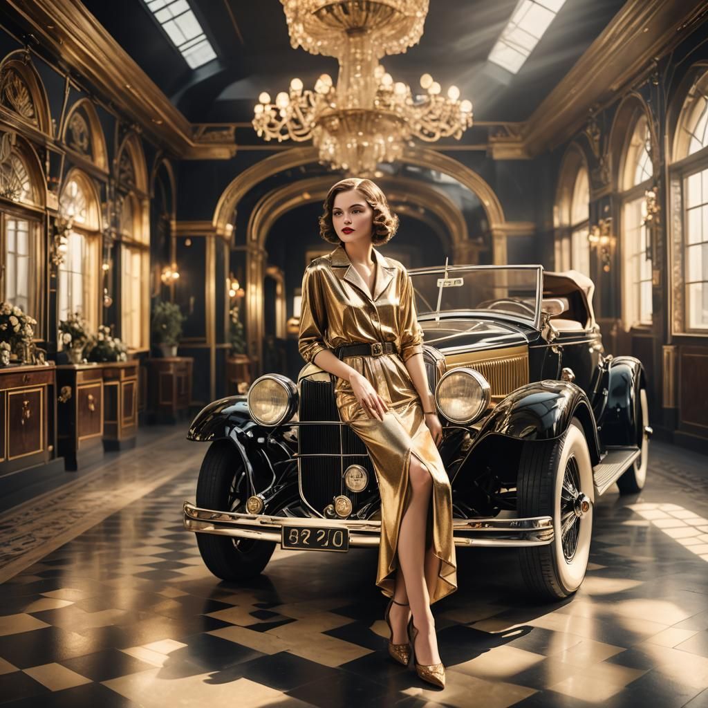 Vintage Car Showroom in Art Deco Style