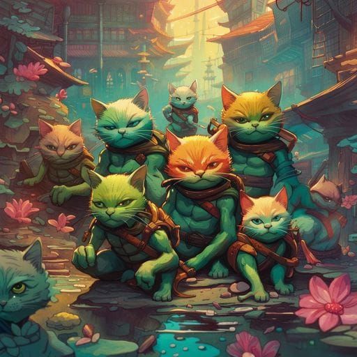 Teenage Mutant Ninja Kittens: Hyperdetailed Concept Art