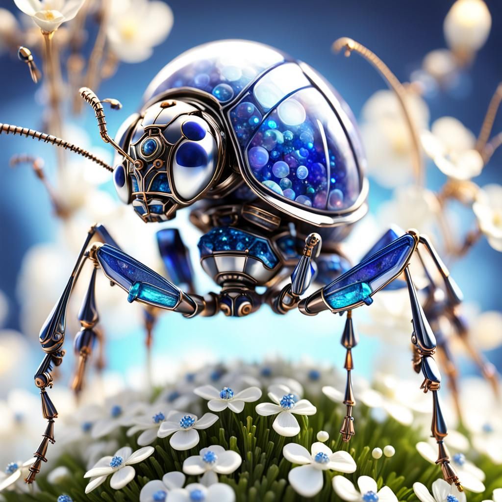 Ant Mech on Flower: A Macro Sci-Fi Photo