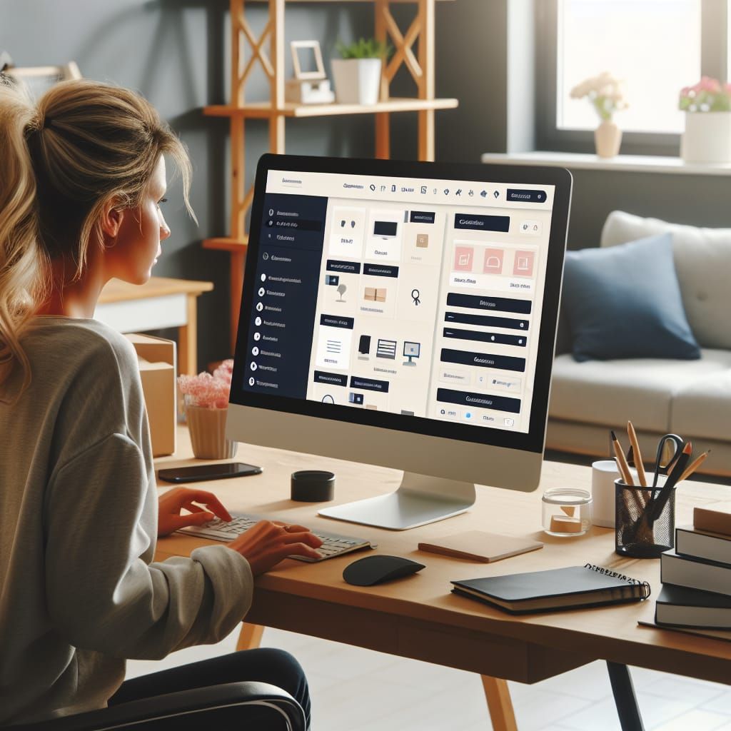 Ambitious E-commerce Entrepreneur in Modern Home Office