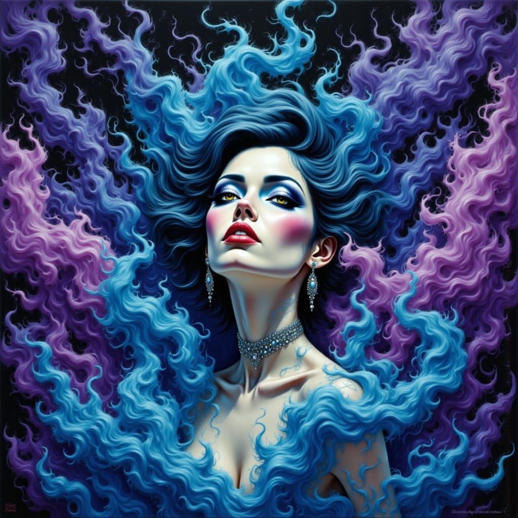 Regal Baroque Feline Queen in Surreal Psychedelic Dreamscape