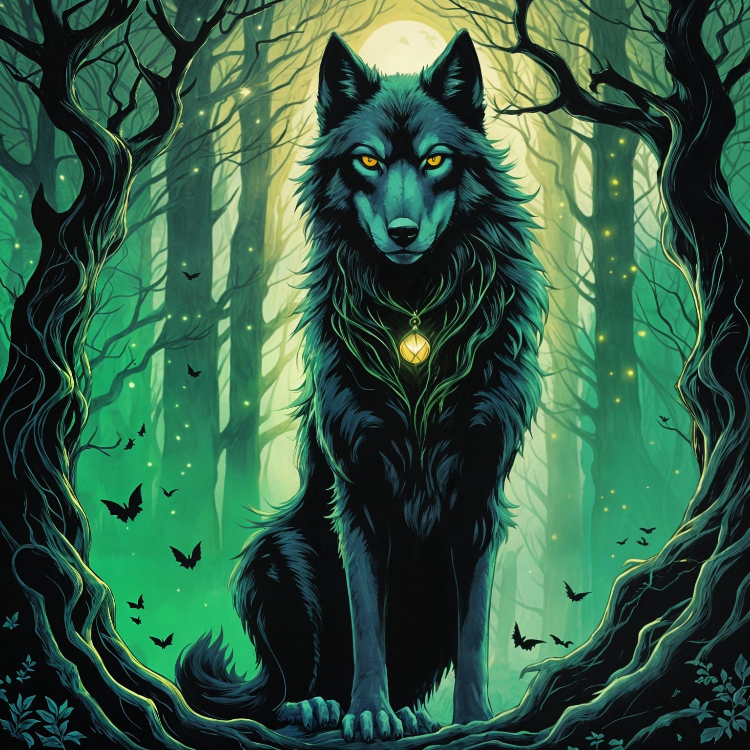 Vampire Queen with Wolves in DnD Style