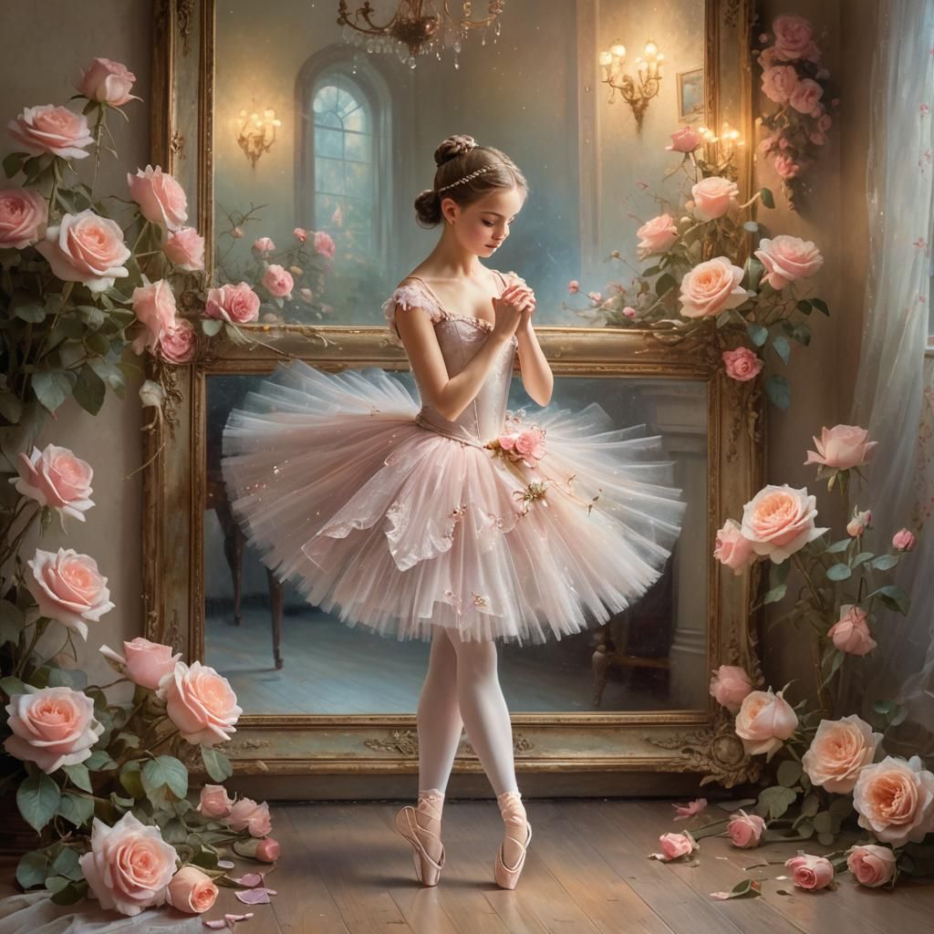 Delicate Ballerina in Ethereal Fantasy Setting