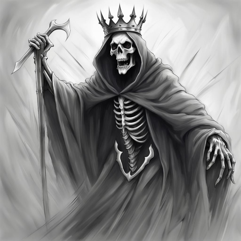 Screaming Grim Reaper Concept Art in Pencil Sketch