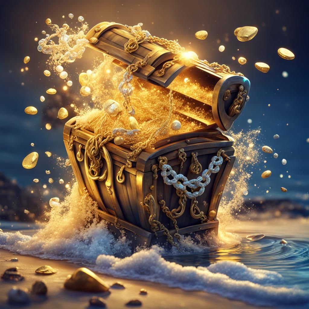 Treasure Chest Washed Ashore with Gold Jewelry