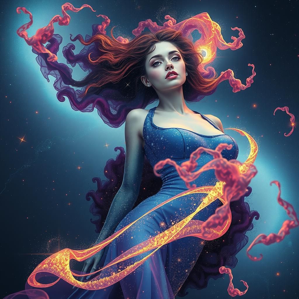 Ethereal Stardust Woman in Surrealist Style