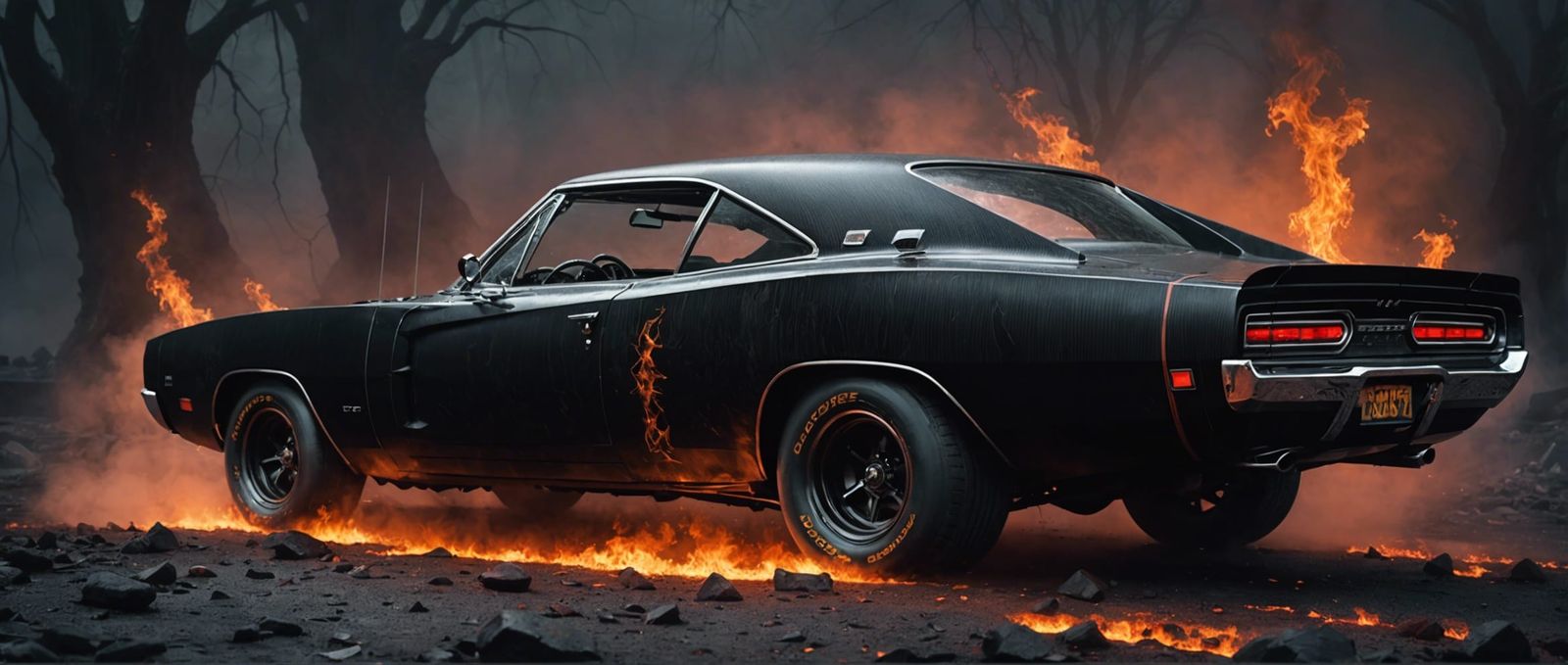 Hellish 1969 Dodge Charger in Beksinski Style
