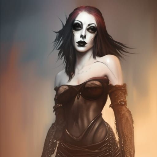 Goth Punk Khajiit Model in Dark Fantasy Style