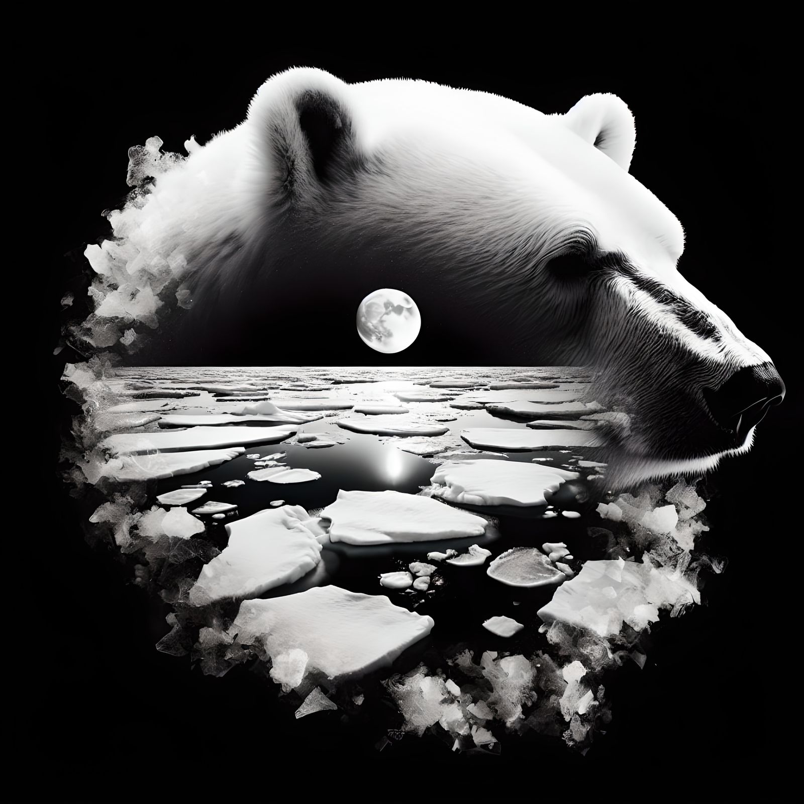 Polar Bear Silhouette Reveals Arctic Ocean