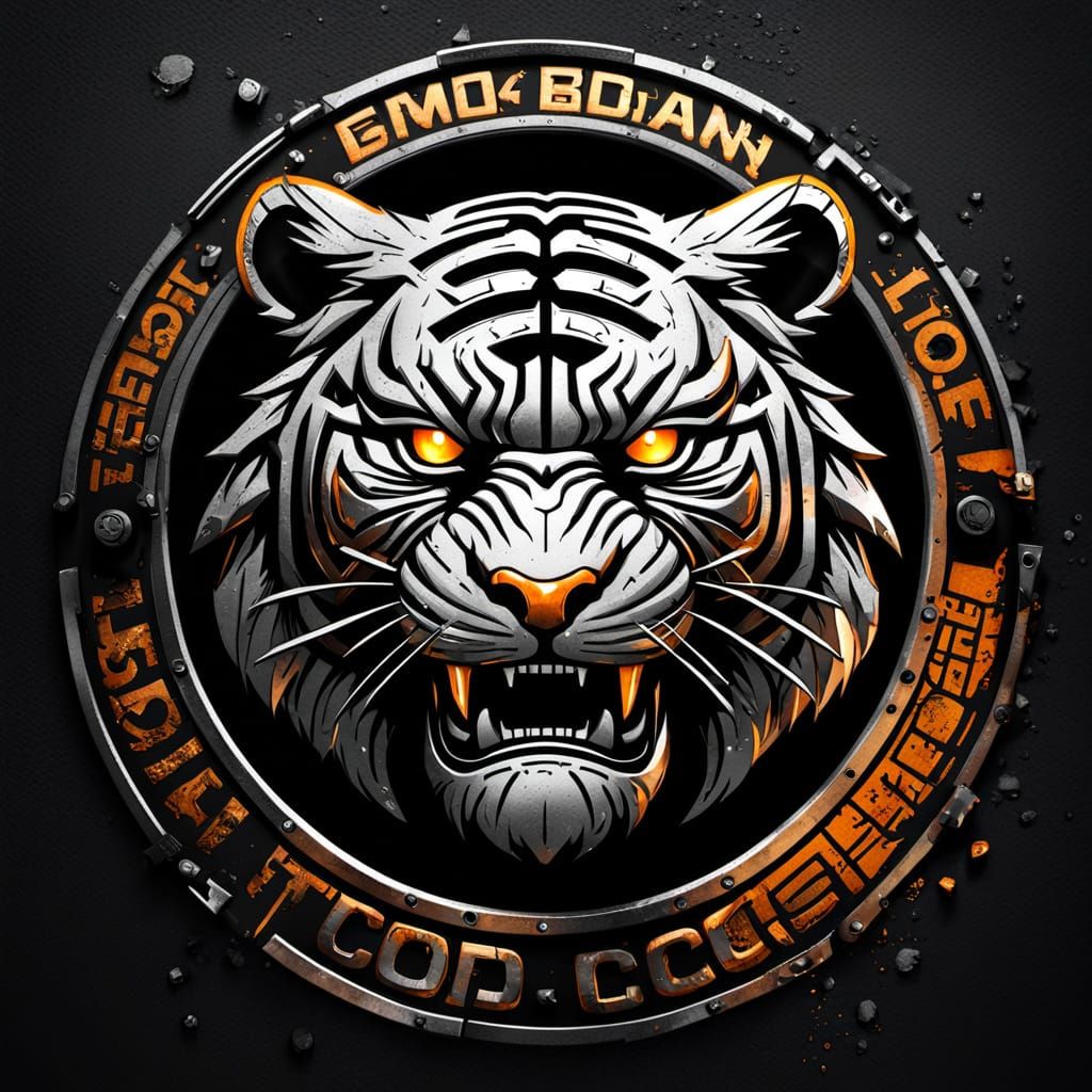 Metal Tiger Emblem with Glowing Edges