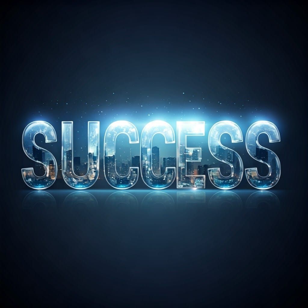 Photorealistic Typography: SUCCESS in Ethereal Double Exposu...