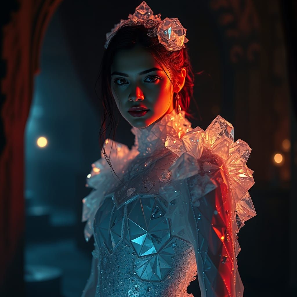 Crystalline Woman in Mystical Light