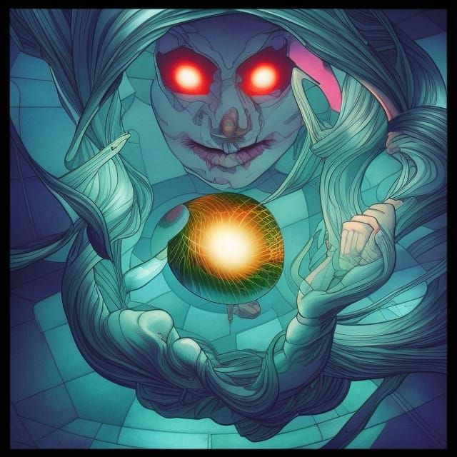 Glowing Orb with Souls in Abandoned Room