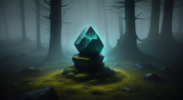 Mysterious Ancient Stone in Dark Cave