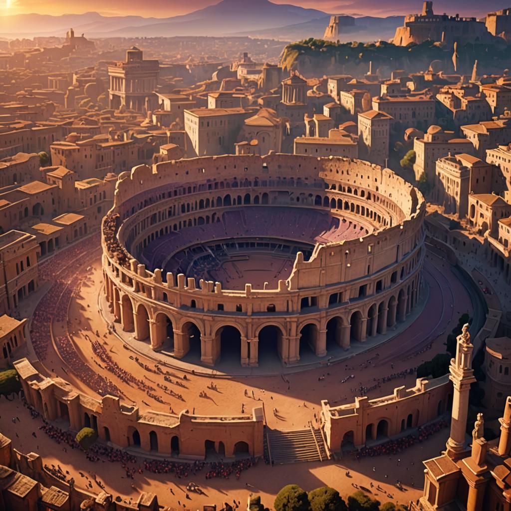 Sand Coliseum Overlooking Rome: Digital Matte Painting