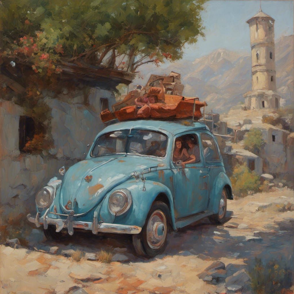 Dreamy Tuscany Landscape as Oil Painting