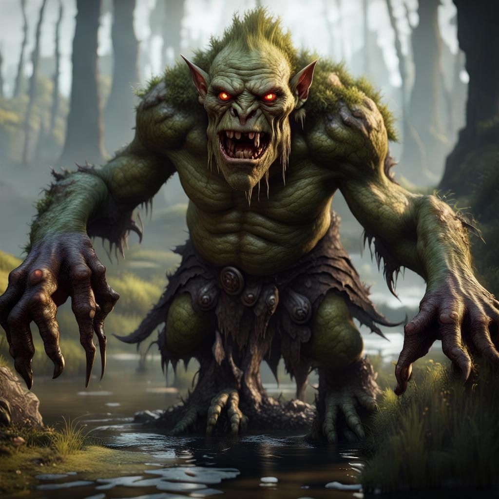 Hideous Swamp Troll Monster in High Detail
