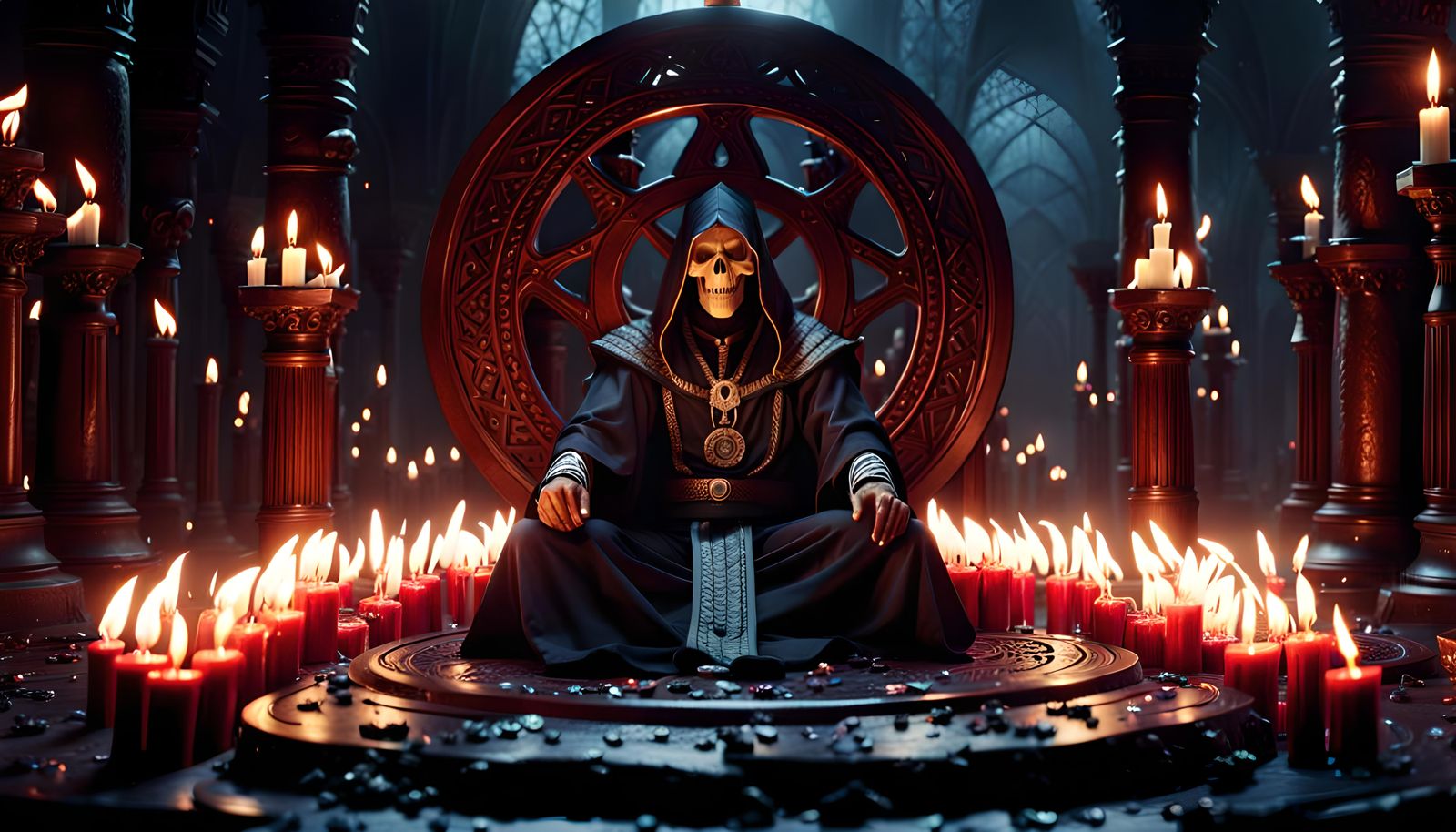 Demonic Ritual with Dark Priest in Temple