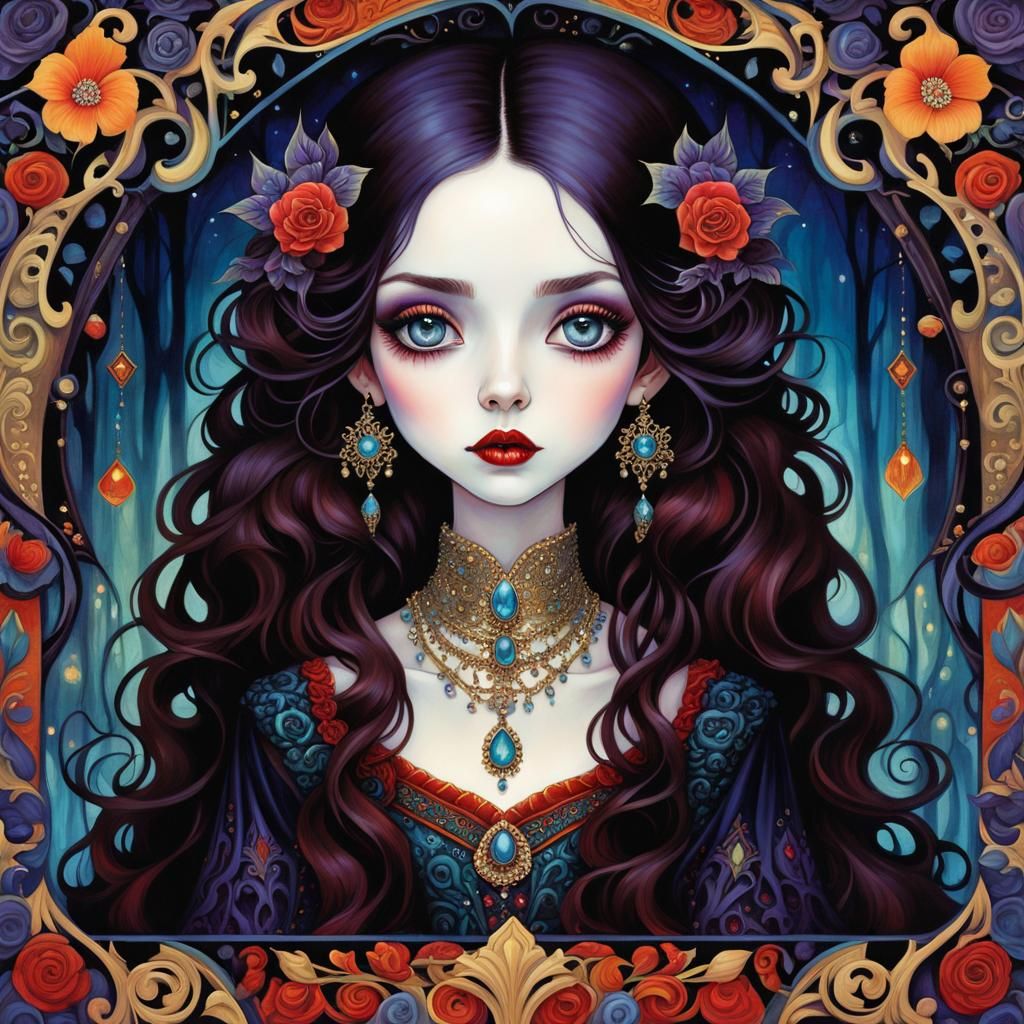Ornate Portrait of a Beautiful Vampire Queen