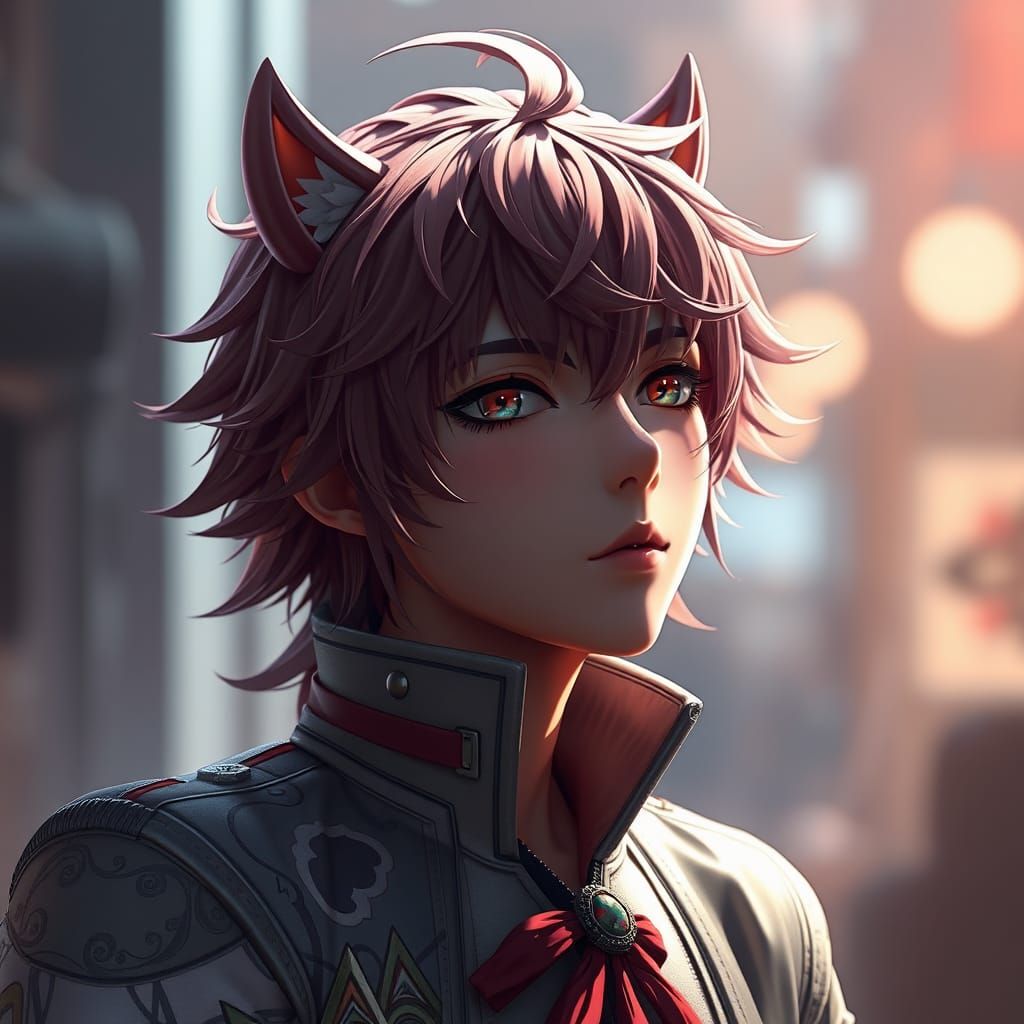 Charming Anime Boy Rabbit in 3D Concept Art