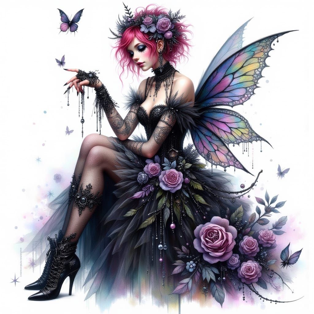 Melancholic Woman in Gothic Lace Dress