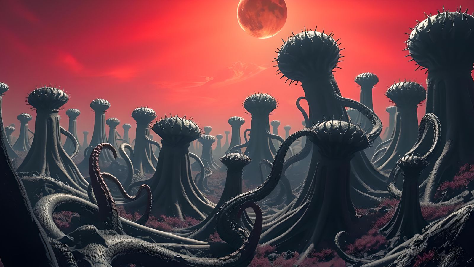 Hyperrealistic Alien Plant Life in Grotesque Style