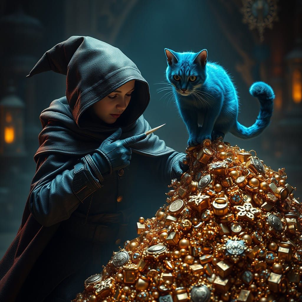 Whimsical Thief Meets Feline Justice in a Fantastical Realm