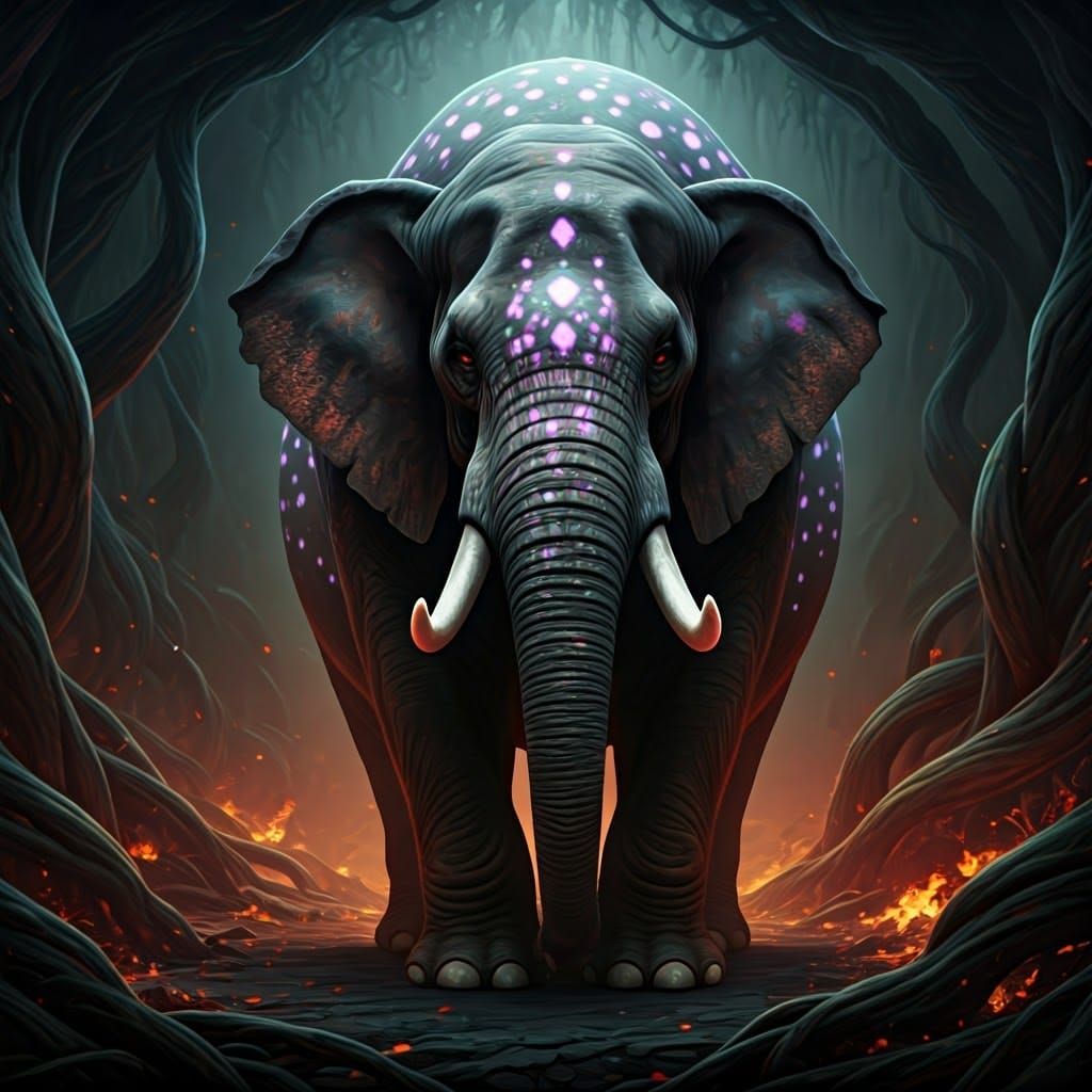 Mysterious Elephantine Creature in Fantasy Concept Art