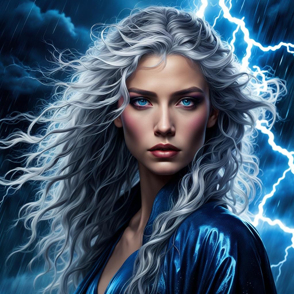 Heroic Woman in Storm, Digital Baroque Painting