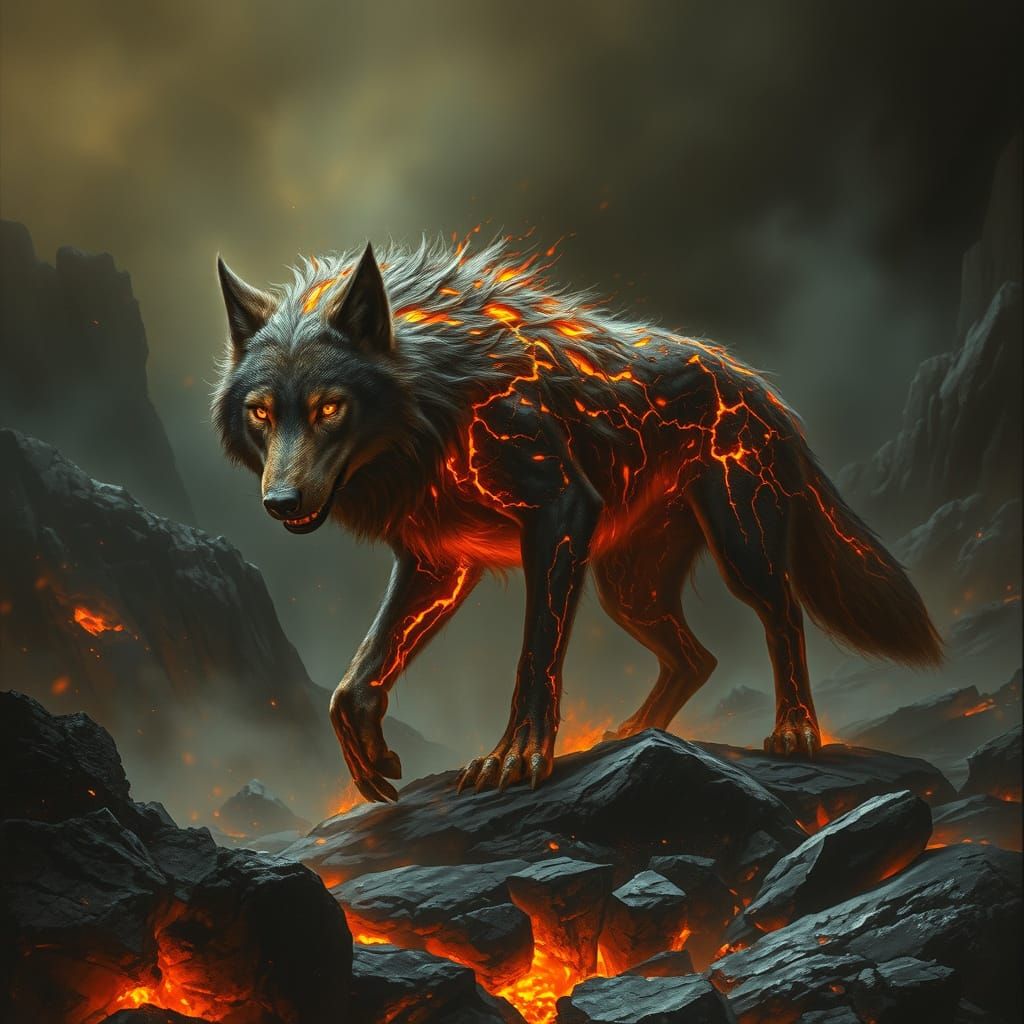 Lava wolf on the prowl