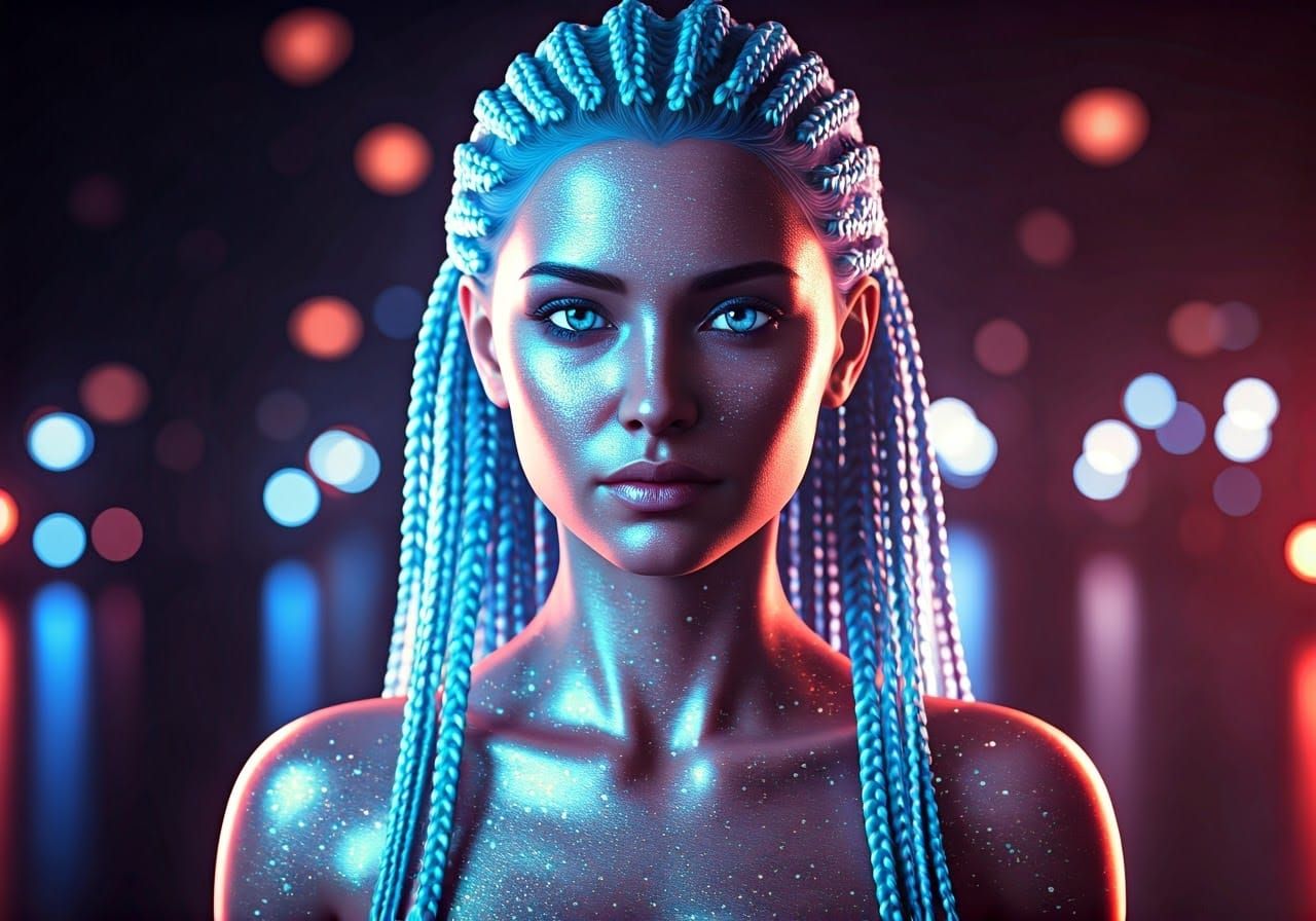 Glowing Ethereal Woman in Vibrant Fantasy Scene