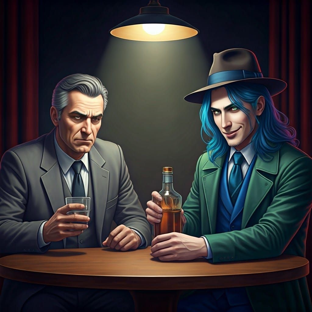 Inebriated Detective Confronts Neon-Haired Man