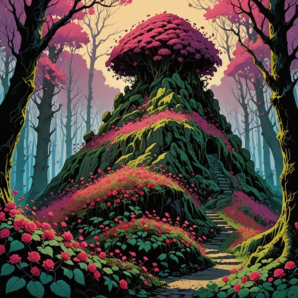 Rose Bramble Burial Mound in Fantasy Forest