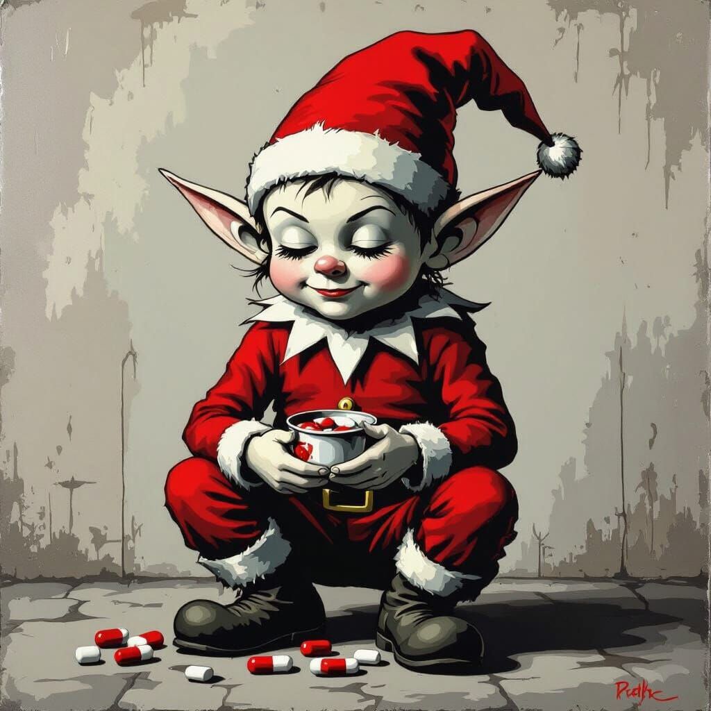 Constipated Elf Art Style Banksy