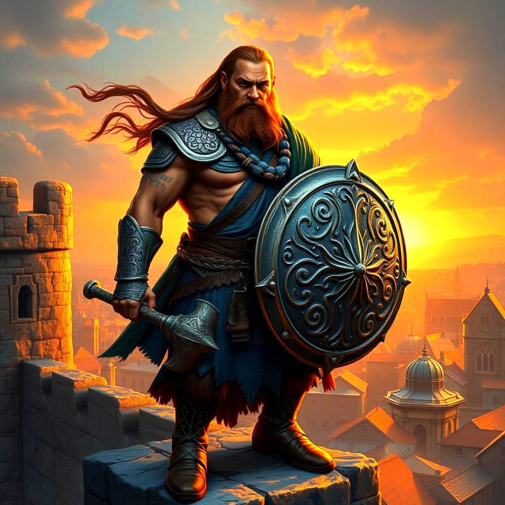 Dwarf Warrior Priest in Fantasy Art Style